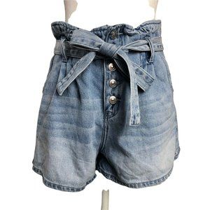 American Eagle Shorts Denim Paper Bag Waist Belted High Rise Button Fly Size 10
